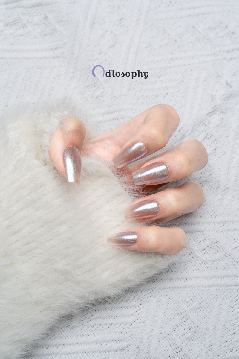 Nailosophy أظافر جل مصنوعة يدويًا قابلة للتثبيت بلمسة مخملية وردية | شكل كوفين - Image 3